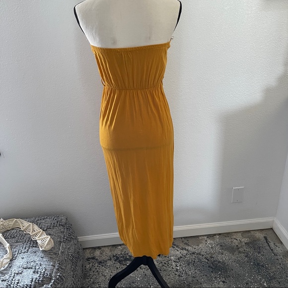 Pink Rose Mustard Color Strapless Hi-Lo Dress - Picture 6 of 9